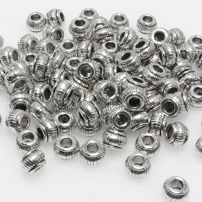 Metallperlen 5x7mm Spacer Großlochperlen 100 St. altsilber Metall Perlen -7041