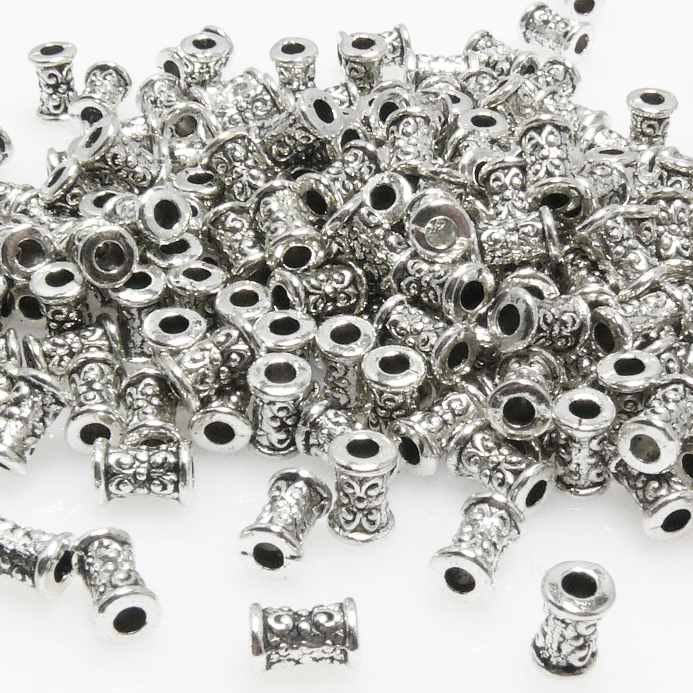 200x Metallperlen Spacer 6mm Walzen silber Großpackung Metall Perlen -7043