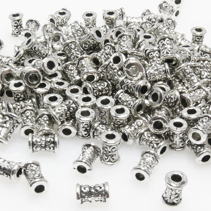 200x Metallperlen Spacer 6mm Walzen silber Großpackung Metall Perlen -7043