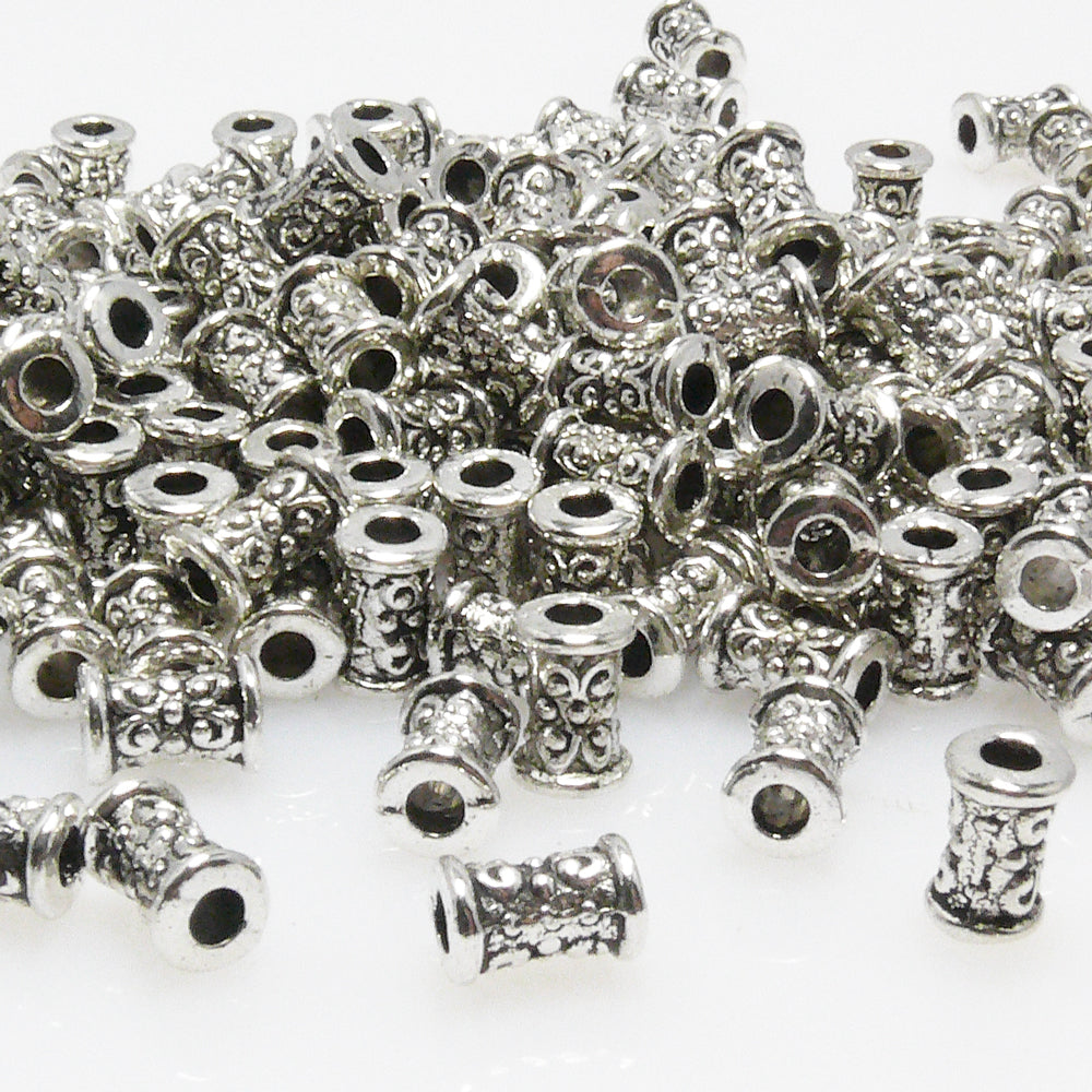 200x Metallperlen Spacer 6mm Walzen silber Großpackung Metall Perlen -7043