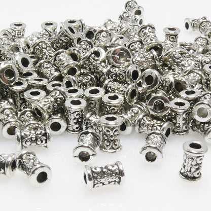 200x Metallperlen Spacer 6mm Walzen silber Großpackung Metall Perlen -7043
