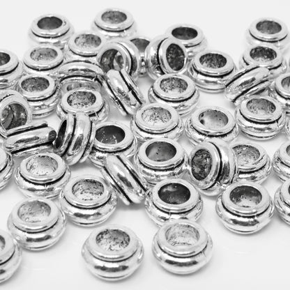 Metallperlen 5x9mm Spacer Großlochperlen altsilber 50x Metall Perlen neu -7047