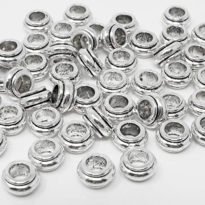 Metallperlen 5x9mm Spacer Großlochperlen altsilber 50x Metall Perlen neu -7047