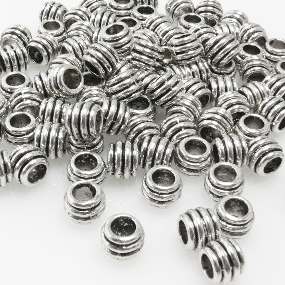 Großlochperlen 100x Metallperlen 6x8mm Spacer altsilber Metall Perlen