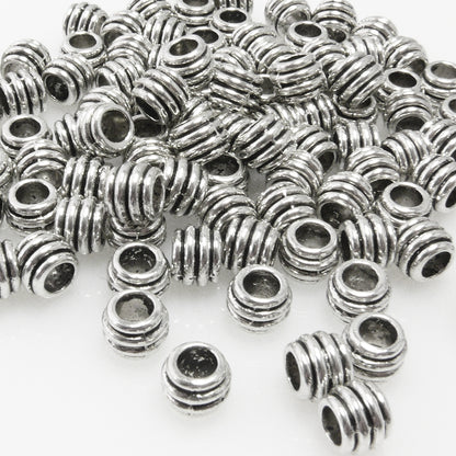 Großlochperlen 100x Metallperlen 6x8mm Spacer altsilber Metall Perlen