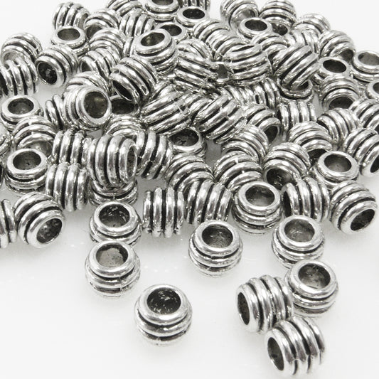 Großlochperlen 100x Metallperlen 6x8mm Spacer altsilber Metall Perlen