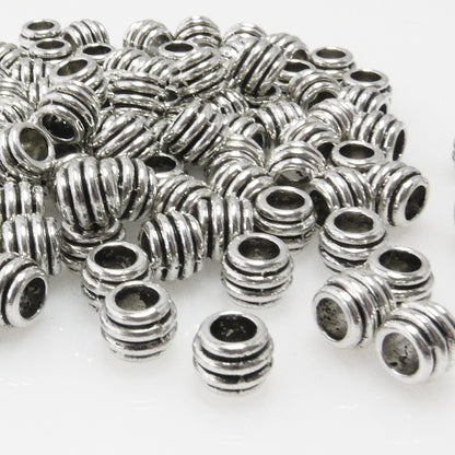 Großlochperlen 100x Metallperlen 6x8mm Spacer altsilber Metall Perlen