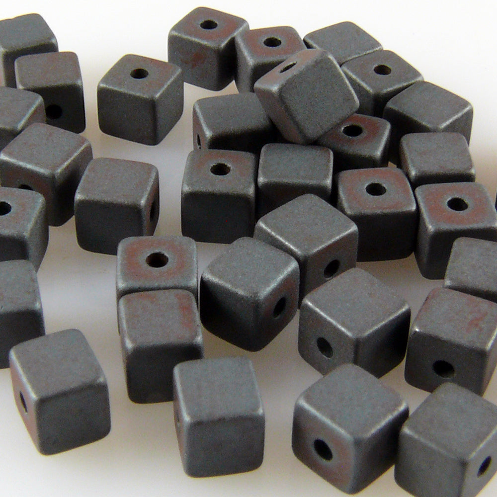 40 St. Hämatit Perlen Würfel 4mm matt Bastelperlen metallgrau zum Auffädeln  -735