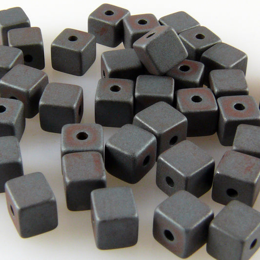 40 St. Hämatit Perlen Würfel 4mm matt Bastelperlen metallgrau zum Auffädeln  -735