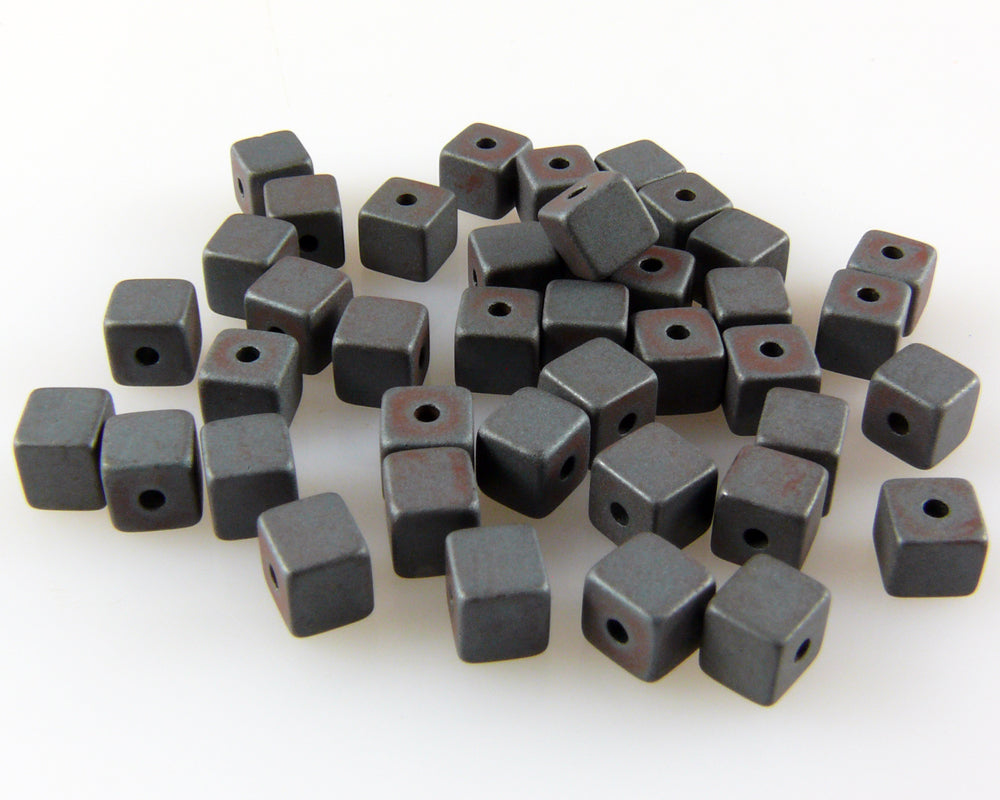 40 St. Hämatit Perlen Würfel 4mm matt Bastelperlen metallgrau zum Auffädeln  -735