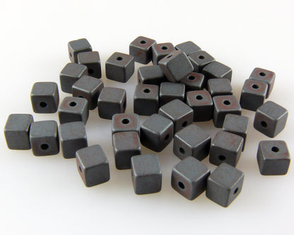 40 St. Hämatit Perlen Würfel 4mm matt Bastelperlen metallgrau zum Auffädeln  -735