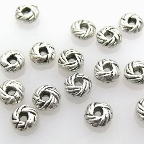 15 Metallperlen Metall Perle Rondelle silber Perlen Bastelperlen Spacer -777