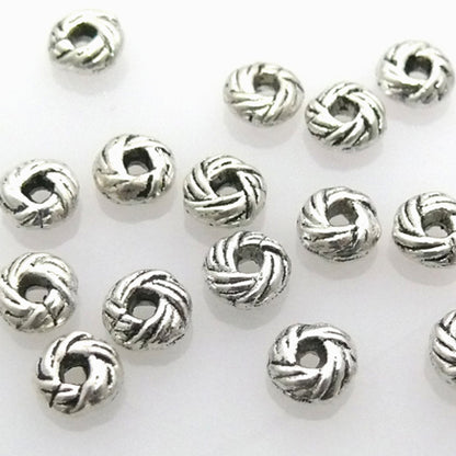15 Metallperlen Metall Perle Rondelle silber Perlen Bastelperlen Spacer -777