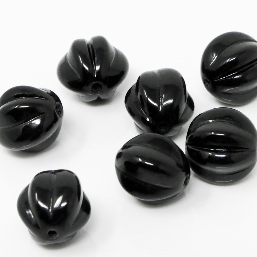 Glasperlen 7 St. Kugeln schwarz 10mm Böhmische Glas Perlen Beads zum Basteln