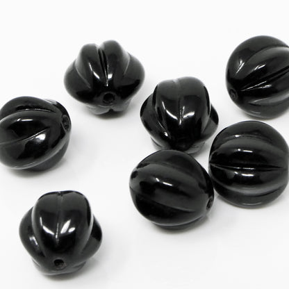 Glasperlen 7 St. Kugeln schwarz 10mm Böhmische Glas Perlen Beads zum Basteln