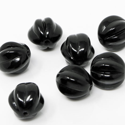 Glasperlen 7 St. Kugeln schwarz 10mm Böhmische Glas Perlen Beads zum Basteln
