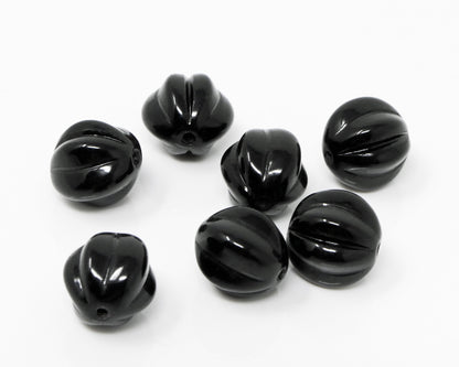 Glasperlen 7 St. Kugeln schwarz 10mm Böhmische Glas Perlen Beads zum Basteln