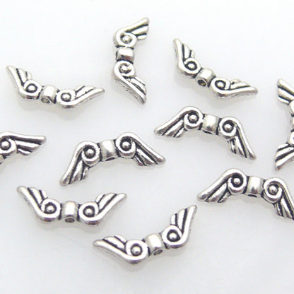 10 Metallperlen Flügel silber Metallflügel 1,5cm Metallanhänger zum Basteln -889