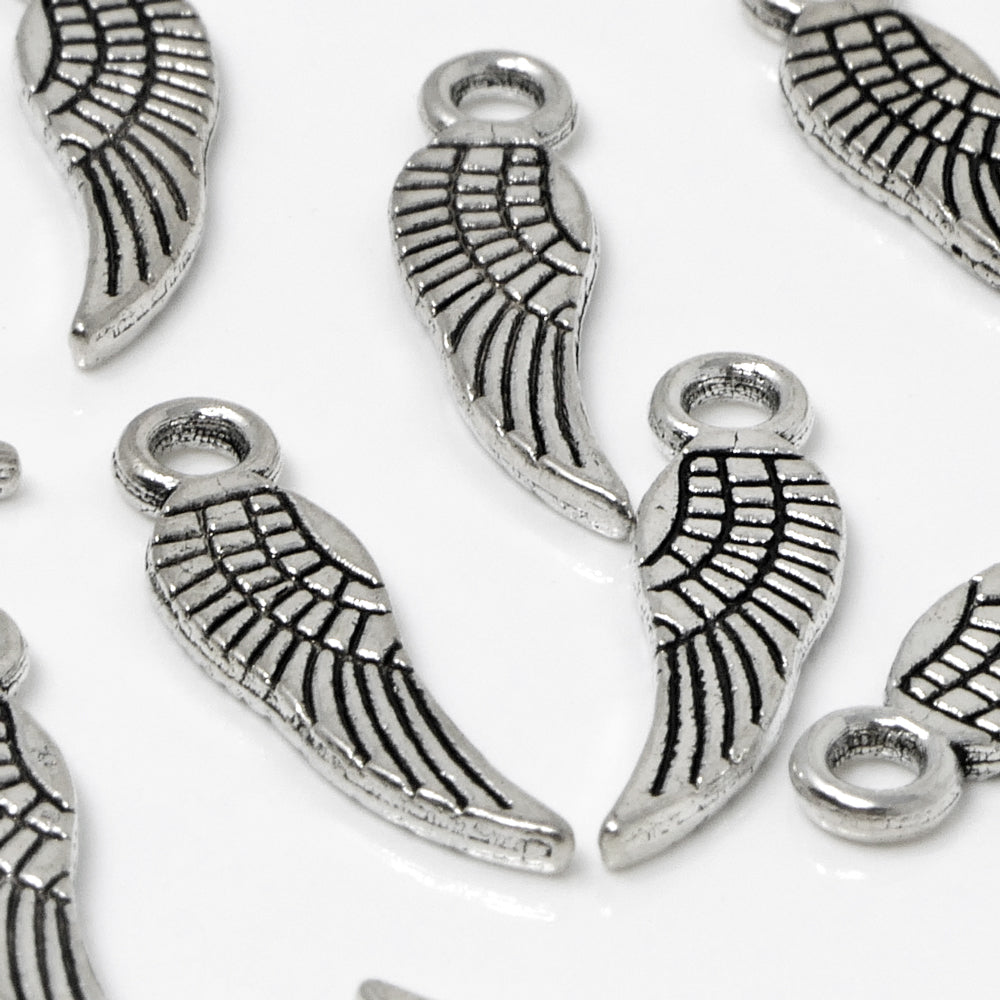 Metallanhänger 10x Flügel Altsilber Engelsflügel 19mm Bastelanhänger Charm