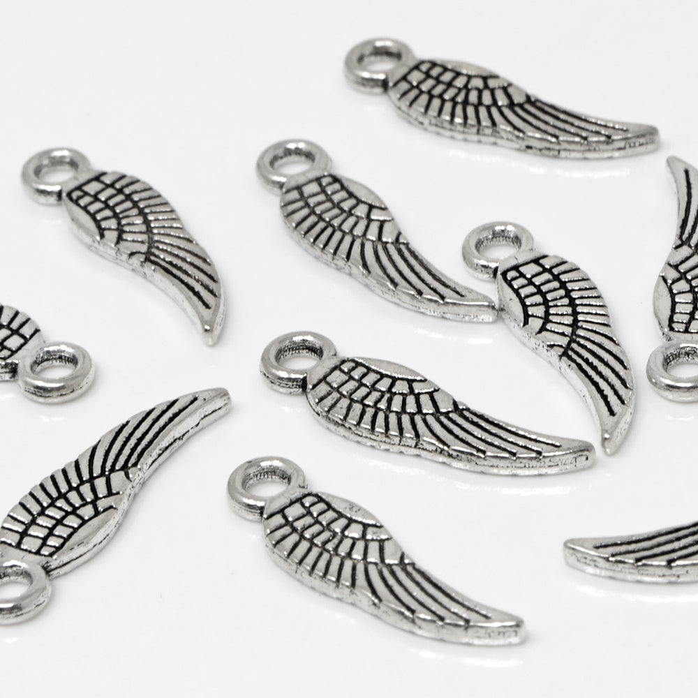 Metallanhänger 10x Flügel Altsilber Engelsflügel 19mm Bastelanhänger Charm