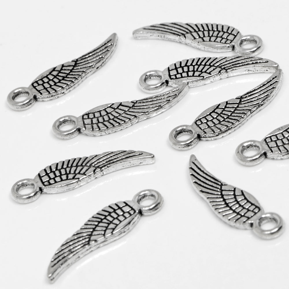 Metallanhänger 10x Flügel Altsilber Engelsflügel 19mm Bastelanhänger Charm