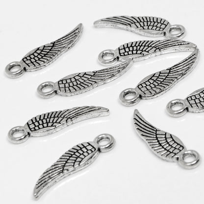 Metallanhänger 10x Flügel Altsilber Engelsflügel 19mm Bastelanhänger Charm