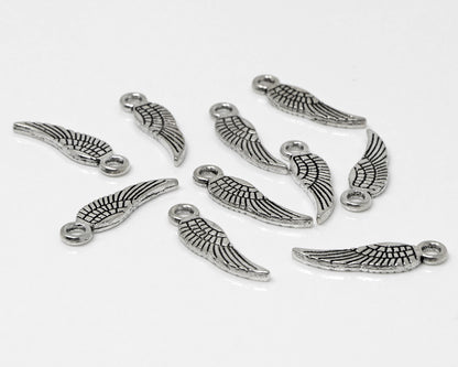 Metallanhänger 10x Flügel Altsilber Engelsflügel 19mm Bastelanhänger Charm