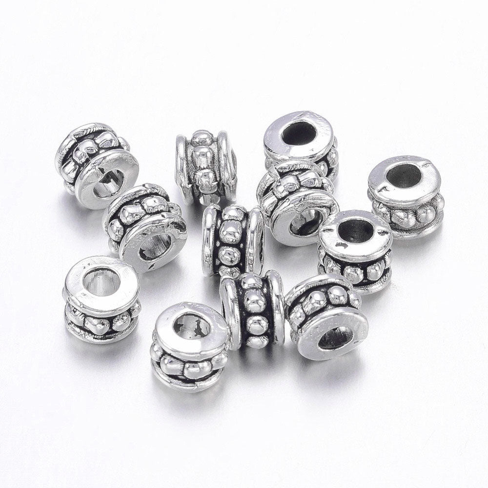 Metallperlen 20x Metall Rondelle 5mm Silber Antik Perlen Bastelperlen Beads