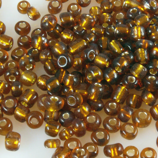 Rocailles Glasperlen braun mit Silbereinzug 3-4mm 290x Perlen Rocaillesperlen-918