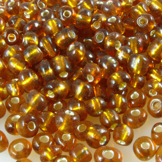 Rocailles Glasperlen topas mit Silbereinzug 3-4mm 250x Perlen Rocaillesperlen-923