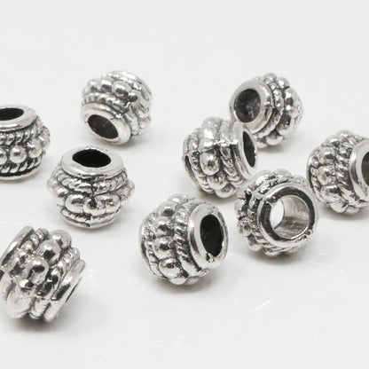 Großlochperlen Metallperlen 10x Metall Rondelle 6,5x8mm Silber Antik Perlen Bastelperlen Beads