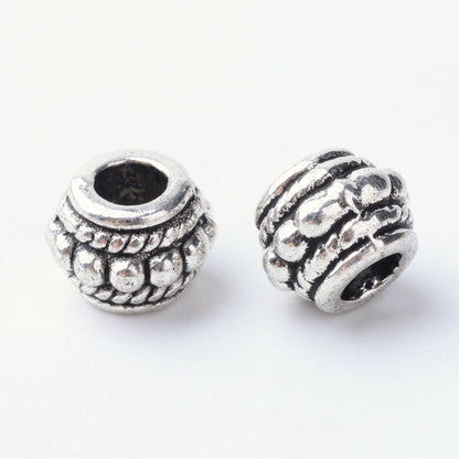 Großlochperlen Metallperlen 10x Metall Rondelle 6,5x8mm Silber Antik Perlen Bastelperlen Beads