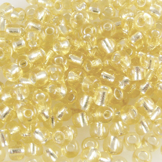 Rocailles Glasperlen champagner mit Silbereinzug 3-4mm 270x Perlen Rocaillesperlen-936