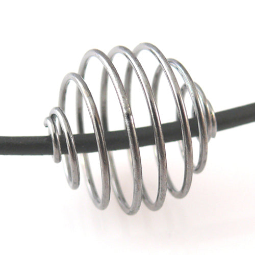 Metallperle Drahtperle rutheniert 17mm Metall Perle Spirale dunkelgrau -847