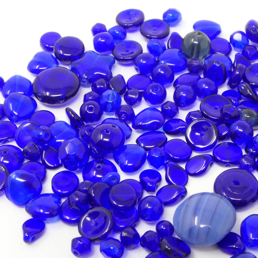 Bastelset aus 150 Glasperlen dunkelblau Beads Perlen Mix 4-13mm Perlenmischung