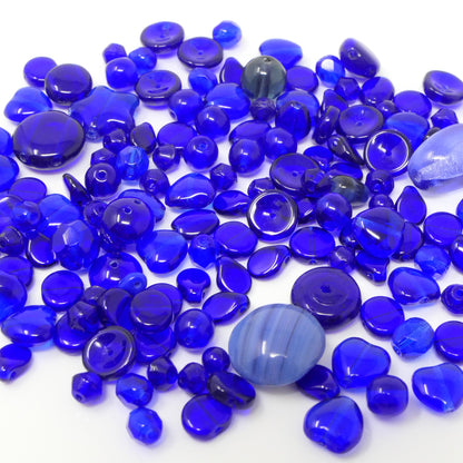Bastelset aus 150 Glasperlen dunkelblau Beads Perlen Mix 4-13mm Perlenmischung