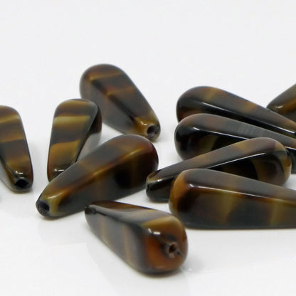 Glasperlen 18mm Tigerauge-Design schwarz-braun 15 hochwertige Perlen zum Basteln -1040