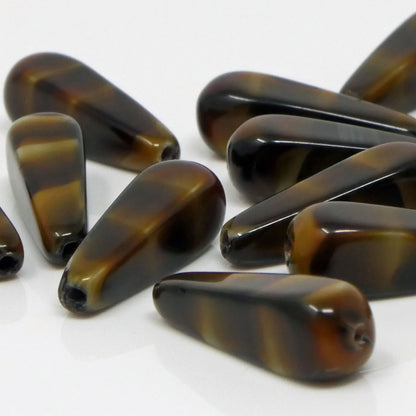 Glasperlen 18mm Tigerauge-Design schwarz-braun 15 hochwertige Perlen zum Basteln -1040