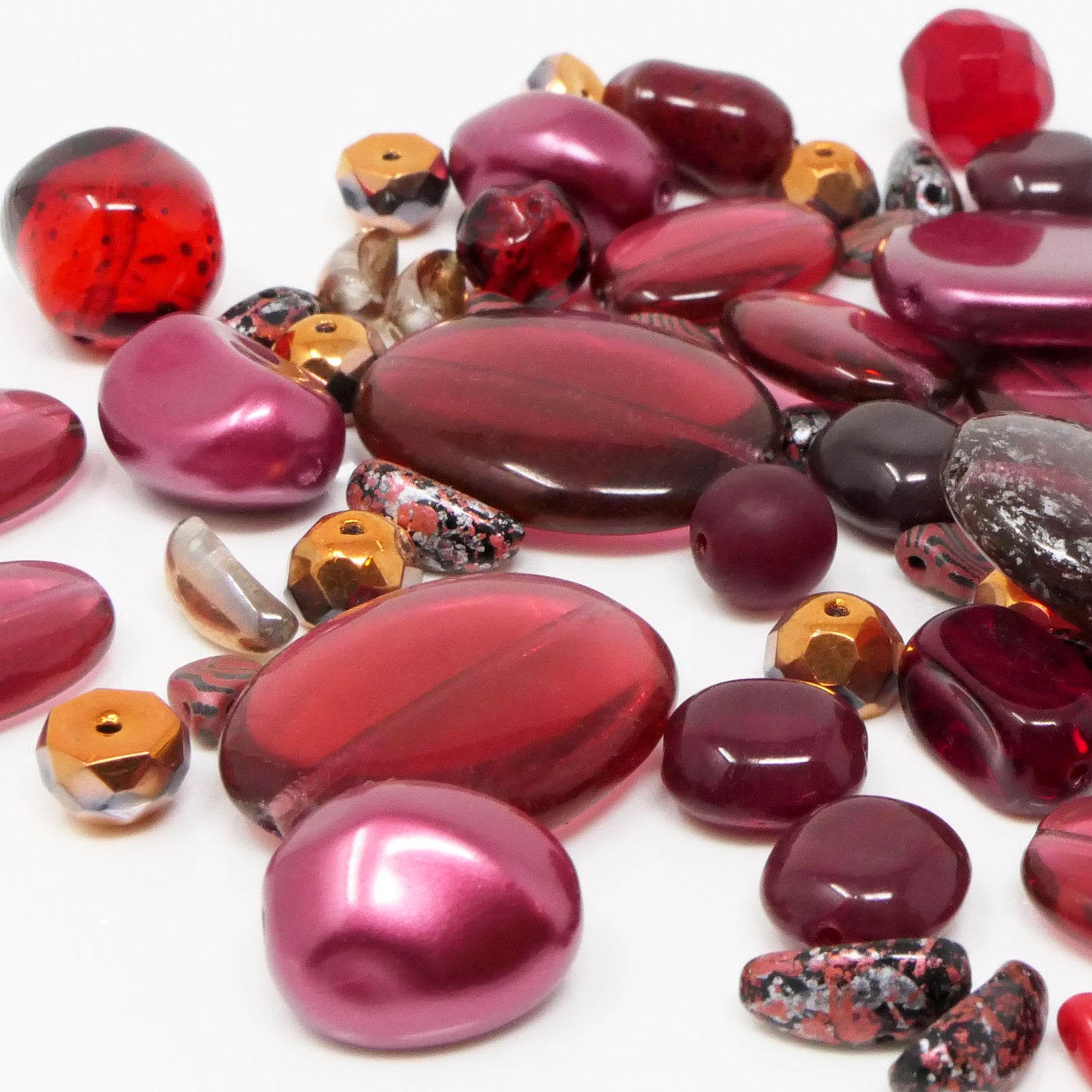 Perlenmix 50 Glasperlen 5-24 mm Perlen Mischung rot zum Basteln 852