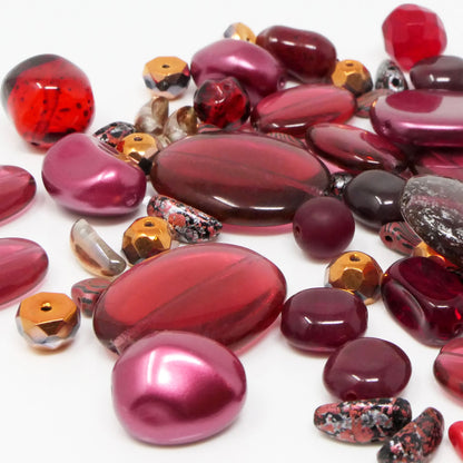 Perlenmix 50 Glasperlen 5-24 mm Perlen Mischung rot zum Basteln 852
