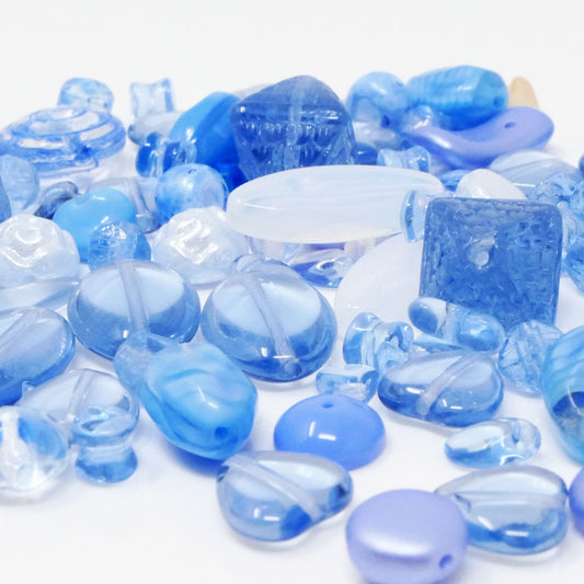Perlen Mix Glasperlen Mischung arktis blau 4-24mm 80 St. Glas Beads Perlenmix -814
