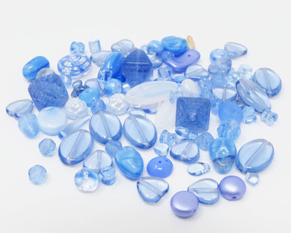 Perlen Mix Glasperlen Mischung arktis blau 4-24mm 80 St. Glas Beads Perlenmix -814