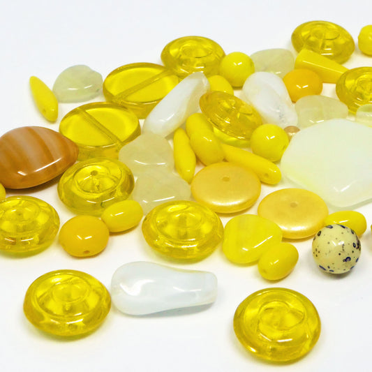 edles Perlen Mix sonnengelb 60 Glasperlen 5-23 mm gelbe Bastelmischung -1393