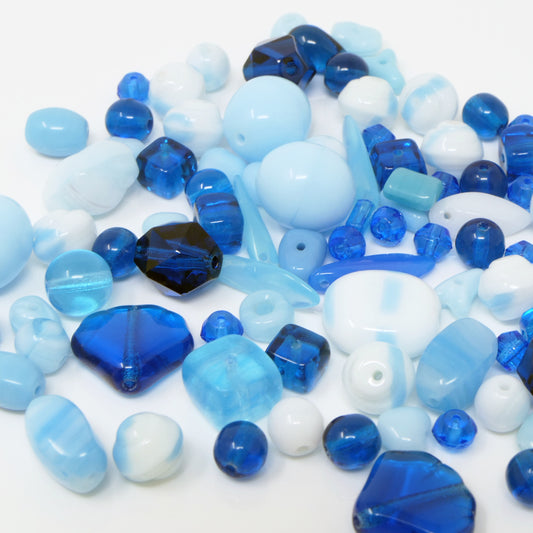 Perlen Glasperlen Mix 4-16mm Perlenmischung hellblau 50 St. Glas Beads -425