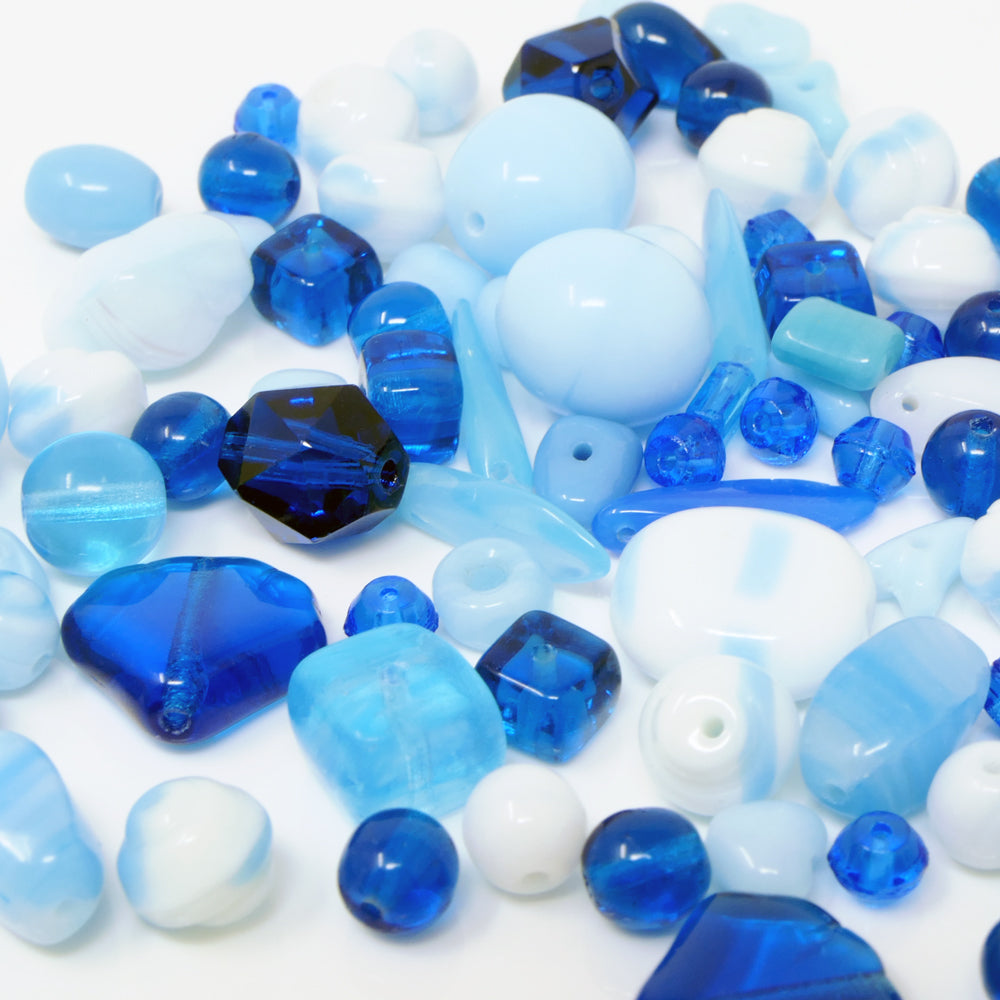 Perlen Glasperlen Mix 4-16mm Perlenmischung hellblau 50 St. Glas Beads -425