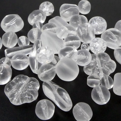 Perlen Mix 40 St. Glasperlen Mischung transparent 5-18 mm Glas Beads -562