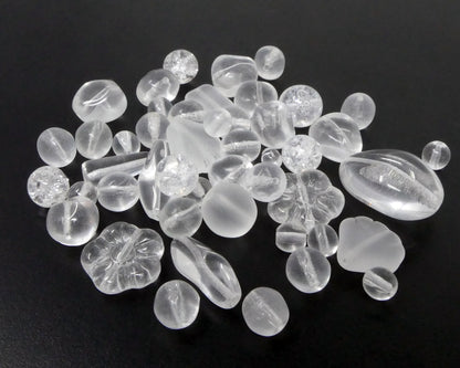 Perlen Mix 40 St. Glasperlen Mischung transparent 5-18 mm Glas Beads -562