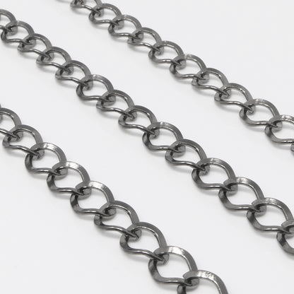 Metallkette 1m massive Gliederkette 8x7mm Ankerkette metallgrau Schmuckkette Ketten-Rohling