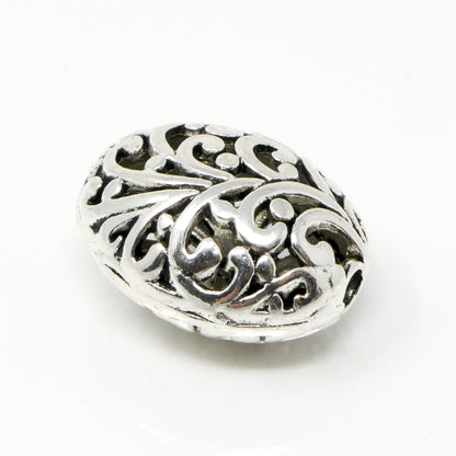 Metallperle oval 21mm altsilber mit Ornamenten Metall Perlen Beads zum Basteln