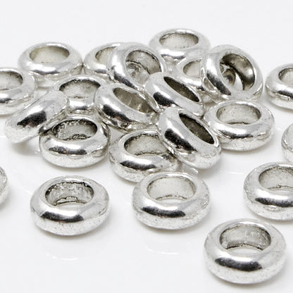 Metallperlen 25x Perlen 2,5x6mm Spacer Großlochperlen silber Metallbeads